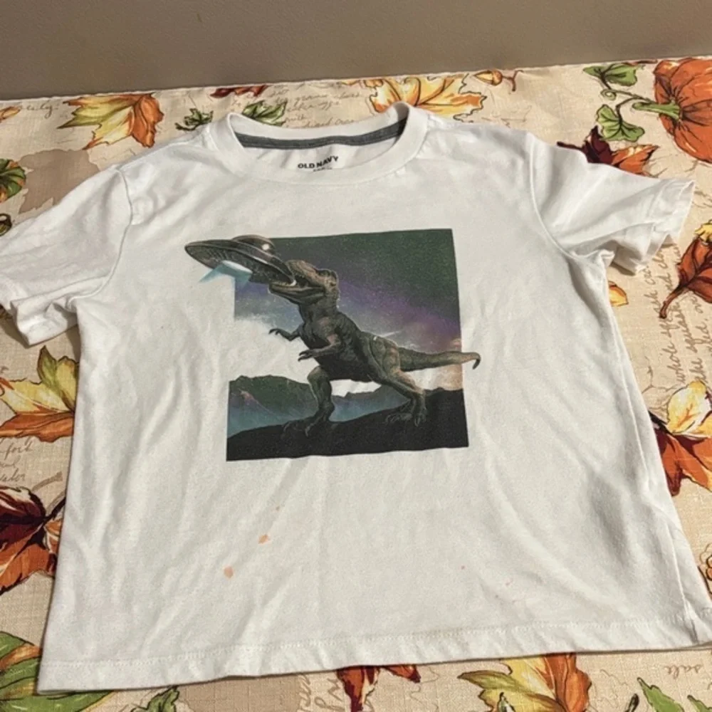 Old Navy White T-Shirt with Dinosaur Graphic